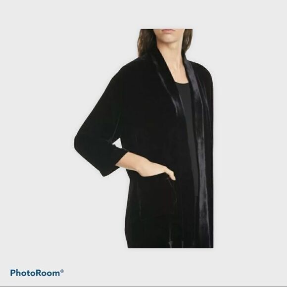Eileen Fisher Velvet black kimono jacket NWT S - Picture 3 of 4